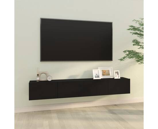 Dulapuri tv de perete 2 buc. negru 100x30x30 cm lemn compozit