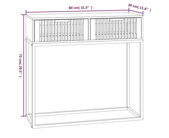 Masă de consolă albă 80x30x75 cm din lemn de lemn și fier, 7 image