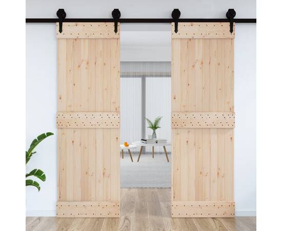 Ușă de hambar, 70x210 cm, lemn masiv de pin, 3 image