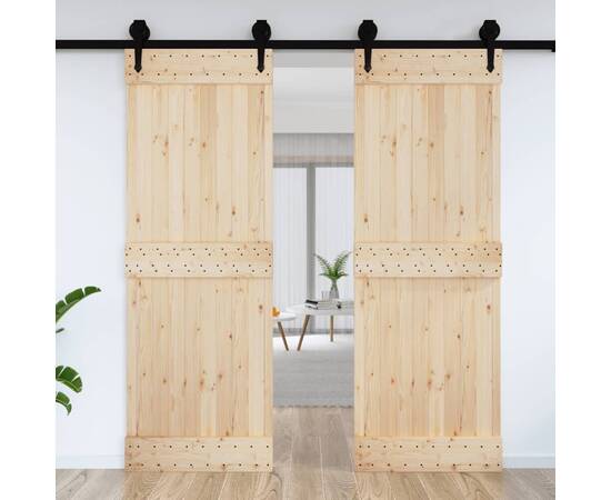 Ușă de hambar, 80x210 cm, lemn masiv de pin, 3 image