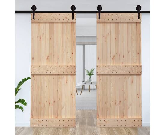 Ușă de hambar, 95x210 cm, lemn masiv de pin, 3 image