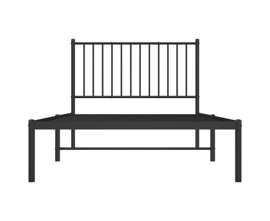 Cadru de pat metalic cu tăblie, negru, 100x190 cm, 5 image