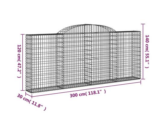 Coșuri gabion arcuite 10 buc, 300x30x120/140 cm fier galvanizat, 6 image