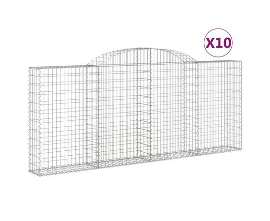 Coșuri gabion arcuite 10 buc, 300x30x120/140 cm fier galvanizat, 2 image