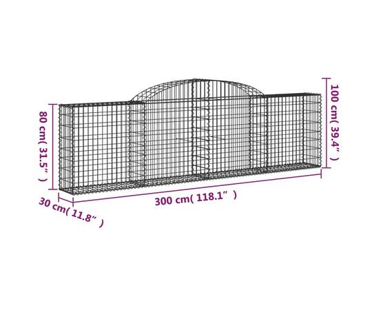 Coșuri gabion arcuite 10 buc, 300x30x80/100 cm, fier galvanizat, 6 image