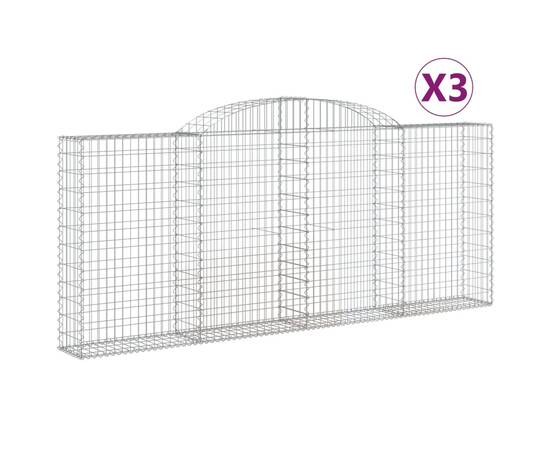 Coșuri gabion arcuite 3 buc, 300x30x120/140 cm, fier galvanizat, 2 image