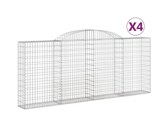 Coșuri gabion arcuite 4 buc, 300x30x120/140 cm, fier galvanizat, 2 image