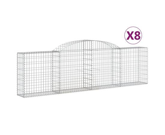 Coșuri gabion arcuite 8 buc., 300x30x80/100 cm, fier galvanizat, 2 image