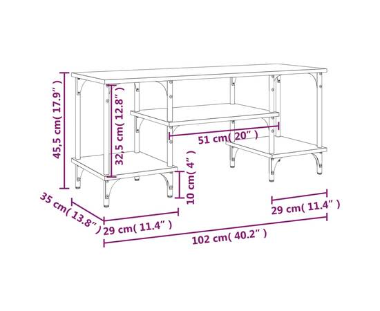 Comodă tv, gri sonoma, 102x35x45,5 cm, lemn prelucrat, 9 image