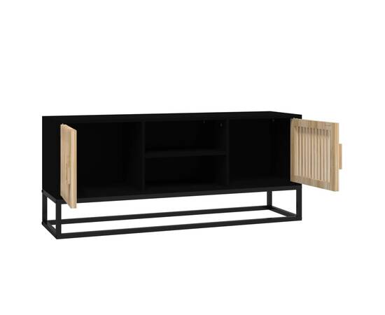 Comodă tv, negru, 105x30x45 cm, lemn prelucrat & fier, 4 image