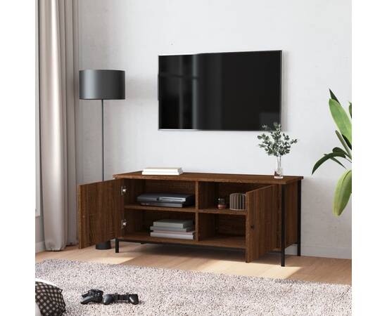 Comodă tv cu uși, stejar maro, 102x35x45 cm, lemn prelucrat, 3 image