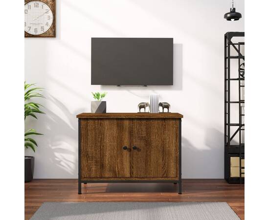 Comodă tv cu uși, stejar maro, 60x35x45 cm, lemn prelucrat