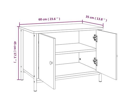 Comodă tv cu uși, stejar maro, 60x35x45 cm, lemn prelucrat, 10 image