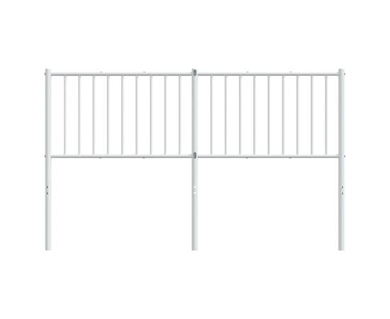 Tăblie de pat metalică, alb, 156x3x90 cm, 3 image