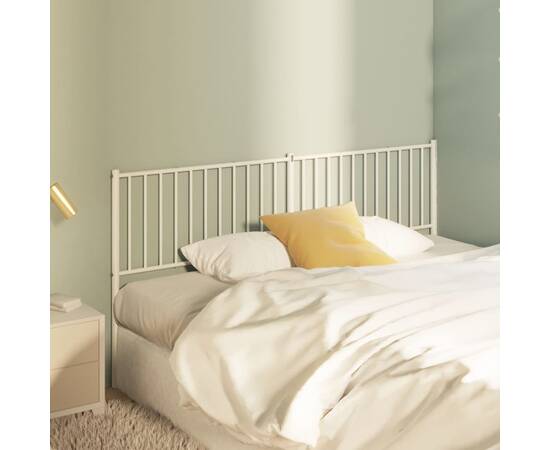 Tăblie de pat metalică, alb, 187x3x90 cm