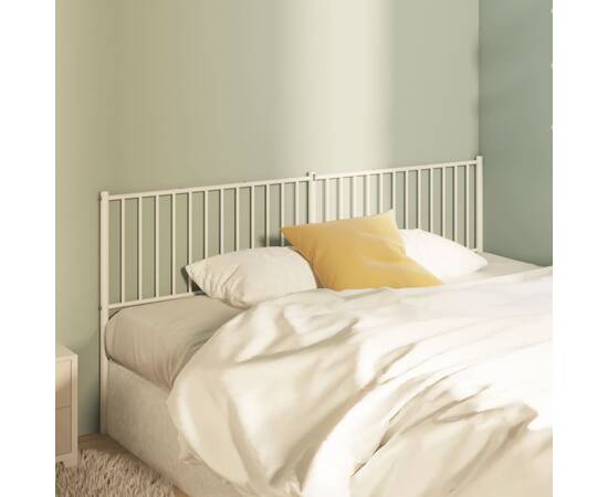 Tăblie de pat metalică, alb, 198x3x90 cm