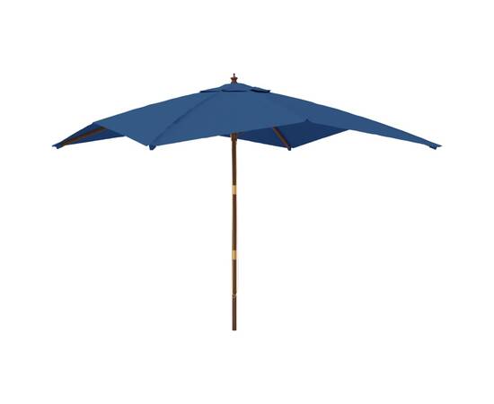 Umbrelă de grădină stâlp din lemn, albastru azur 300x300x273 cm, 2 image