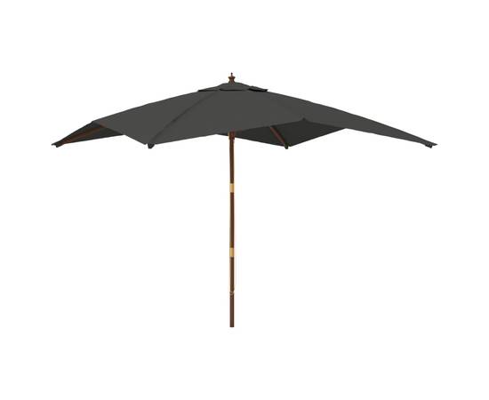 Umbrelă de grădină stâlp din lemn, antracit, 300x300x273 cm, 2 image