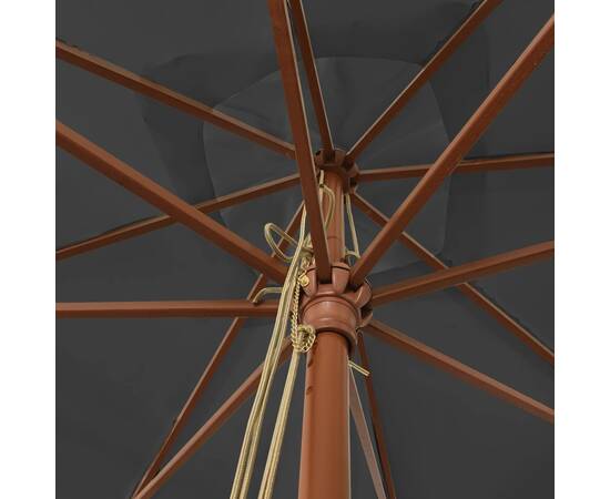 Umbrelă de grădină stâlp din lemn, antracit, 300x300x273 cm, 5 image