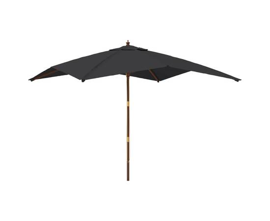 Umbrelă de grădină stâlp din lemn, negru, 300x300x273 cm, 2 image