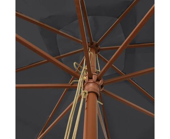 Umbrelă de grădină stâlp din lemn, negru, 300x300x273 cm, 5 image