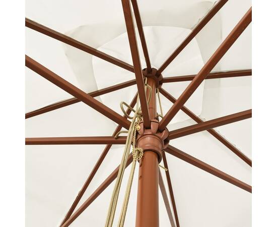 Umbrelă de grădină stâlp din lemn, nisipiu, 300x300x273 cm, 5 image