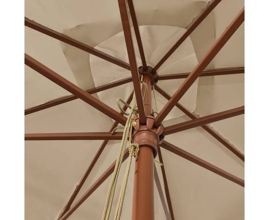 Umbrelă de grădină stâlp din lemn, taupe, 300x300x273 cm, 5 image