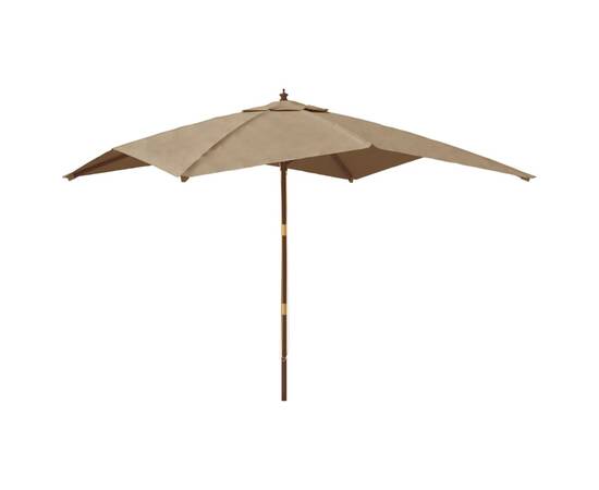 Umbrelă de grădină stâlp din lemn, taupe, 300x300x273 cm, 2 image