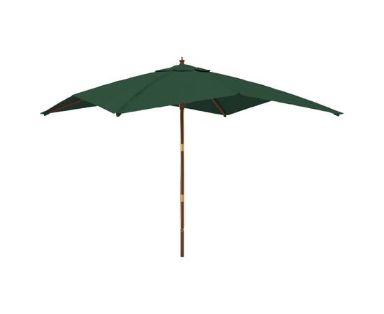 Umbrelă de grădină stâlp din lemn, verde, 300x300x273 cm, 2 image