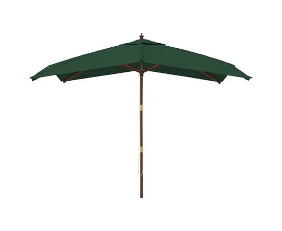 Umbrelă de grădină stâlp din lemn, verde, 300x300x273 cm, 3 image