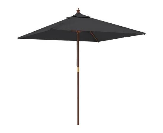 Umbrelă soare de grădină stâlp din lemn negru 198x198x231 cm, 2 image