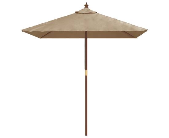 Umbrelă soare de grădină stâlp din lemn taupe 198x198x231 cm, 3 image