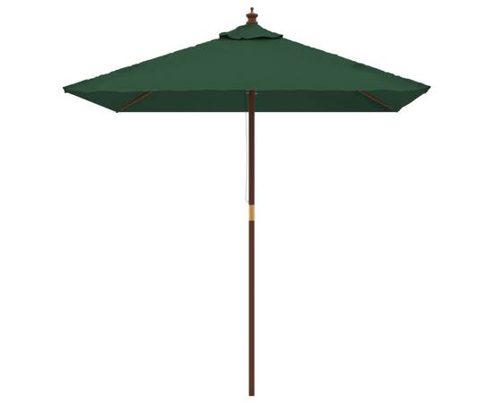 Umbrelă soare de grădină stâlp din lemn verde 198x198x231 cm, 3 image