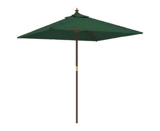 Umbrelă soare de grădină stâlp din lemn verde 198x198x231 cm, 2 image
