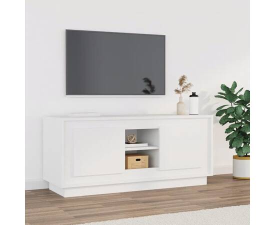 Comodă tv, alb, 102x35x45 cm, lemn prelucrat