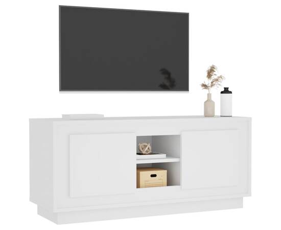 Comodă tv, alb, 102x35x45 cm, lemn prelucrat, 4 image