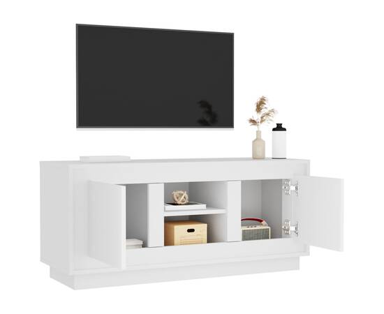 Comodă tv, alb, 102x35x45 cm, lemn prelucrat, 5 image