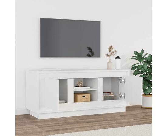 Comodă tv, alb, 102x35x45 cm, lemn prelucrat, 3 image