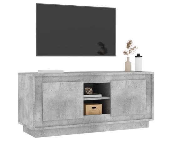 Comodă tv, gri beton, 102x35x45 cm, lemn prelucrat, 4 image