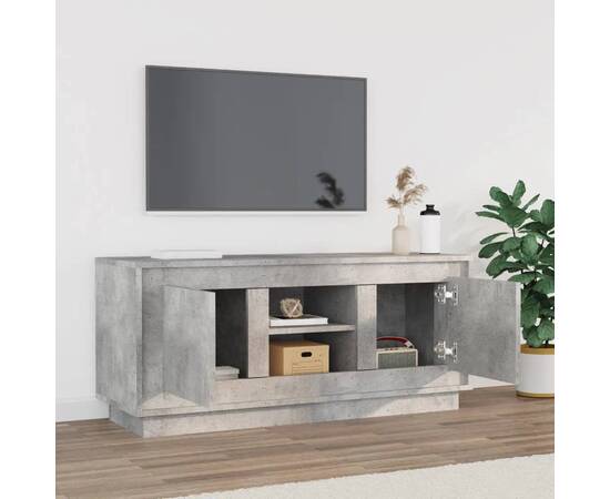 Comodă tv, gri beton, 102x35x45 cm, lemn prelucrat, 3 image