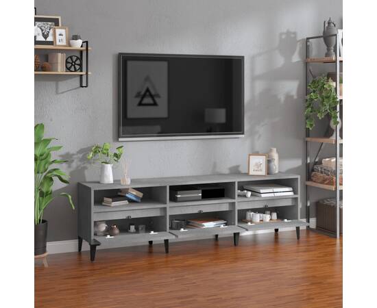 Comodă tv, gri beton, 150x30x44,5 cm, lemn prelucrat, 3 image