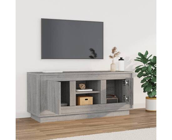 Comodă tv, gri sonoma, 102x35x45 cm, lemn prelucrat, 3 image