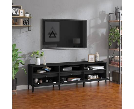 Comodă tv, negru, 150x30x44,5 cm, lemn prelucrat, 3 image