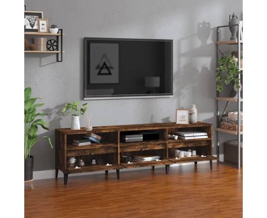 Comodă tv, stejar fumuriu, 150x30x44,5 cm, lemn prelucrat, 3 image