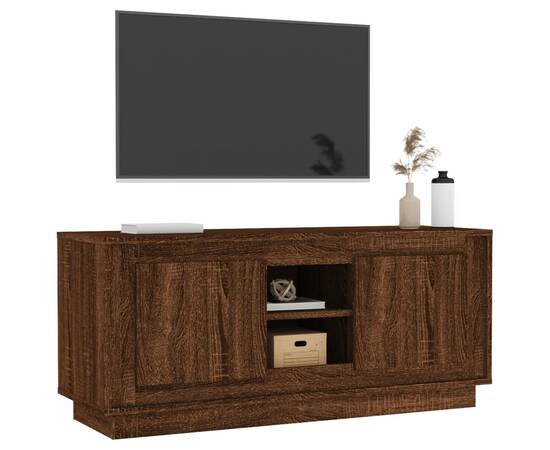 Comodă tv, stejar maro, 102x35x45 cm, lemn prelucrat, 4 image