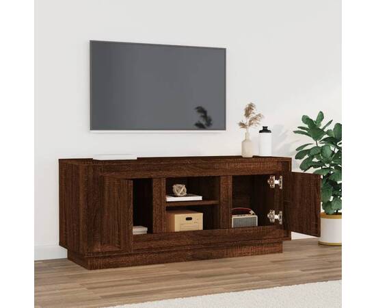 Comodă tv, stejar maro, 102x35x45 cm, lemn prelucrat, 3 image