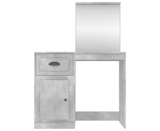 Masă de toaletă cu oglindă, gri beton, 90x50x132,5 cm, lemn, 6 image