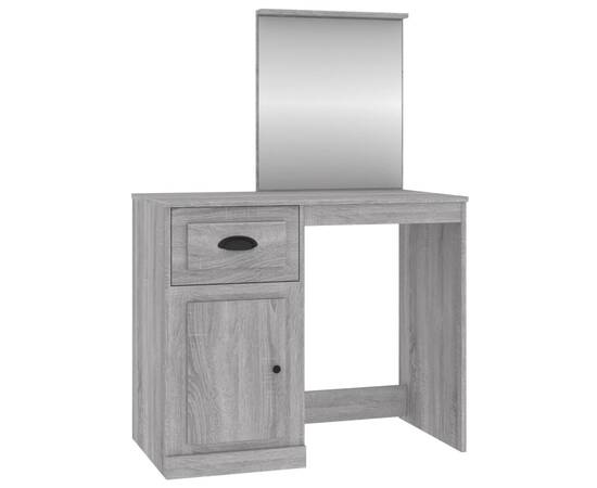 Masă de toaletă cu oglindă, gri sonoma 90x50x132,5 cm lemn, 2 image