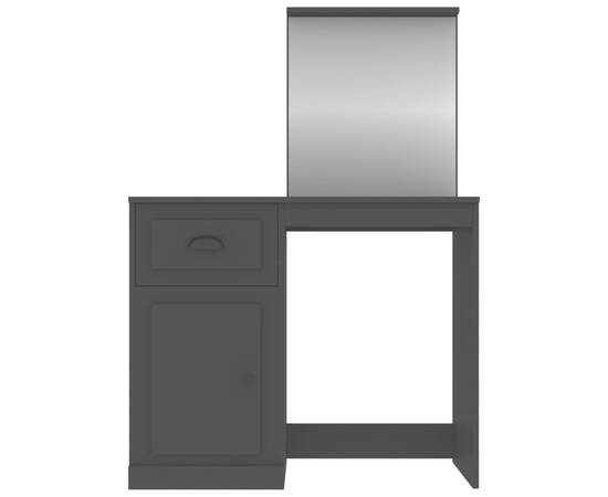 Masă de toaletă cu oglindă, negru 90x50x132,5 cm lemn prelucrat, 6 image