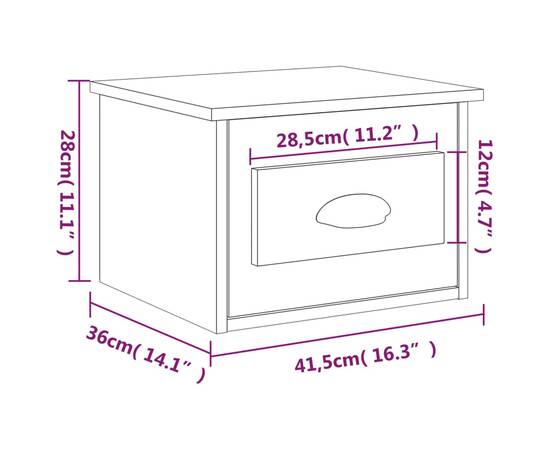 Noptiere de perete, 2 buc., alb, 41,5x36x28 cm, 11 image